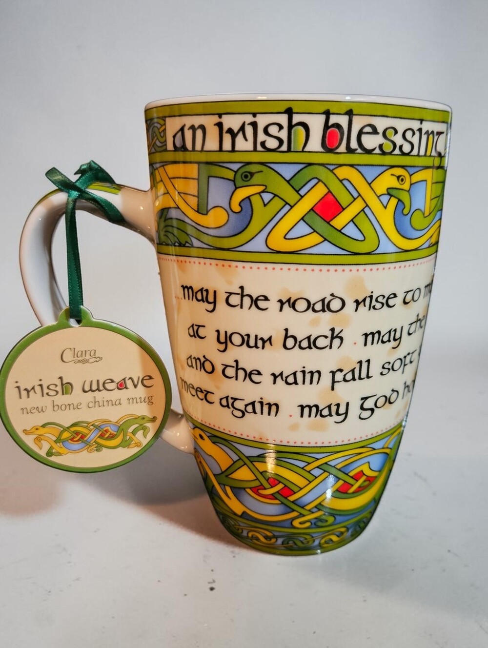 Irish Blessing Celtic Knot Green & Gold Bone China Mug, NWT, GIFTABLE